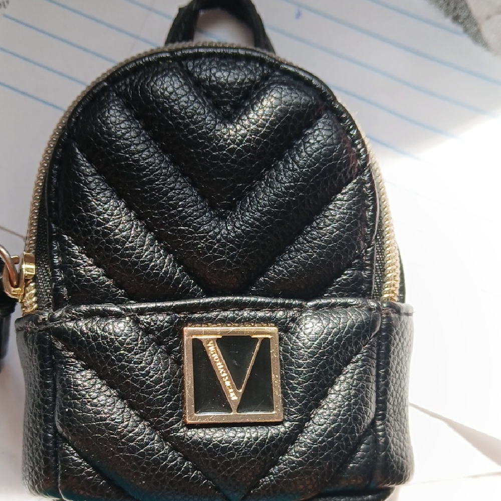 GUC Victorias Secret Mini Black Quilted Leather Backpack